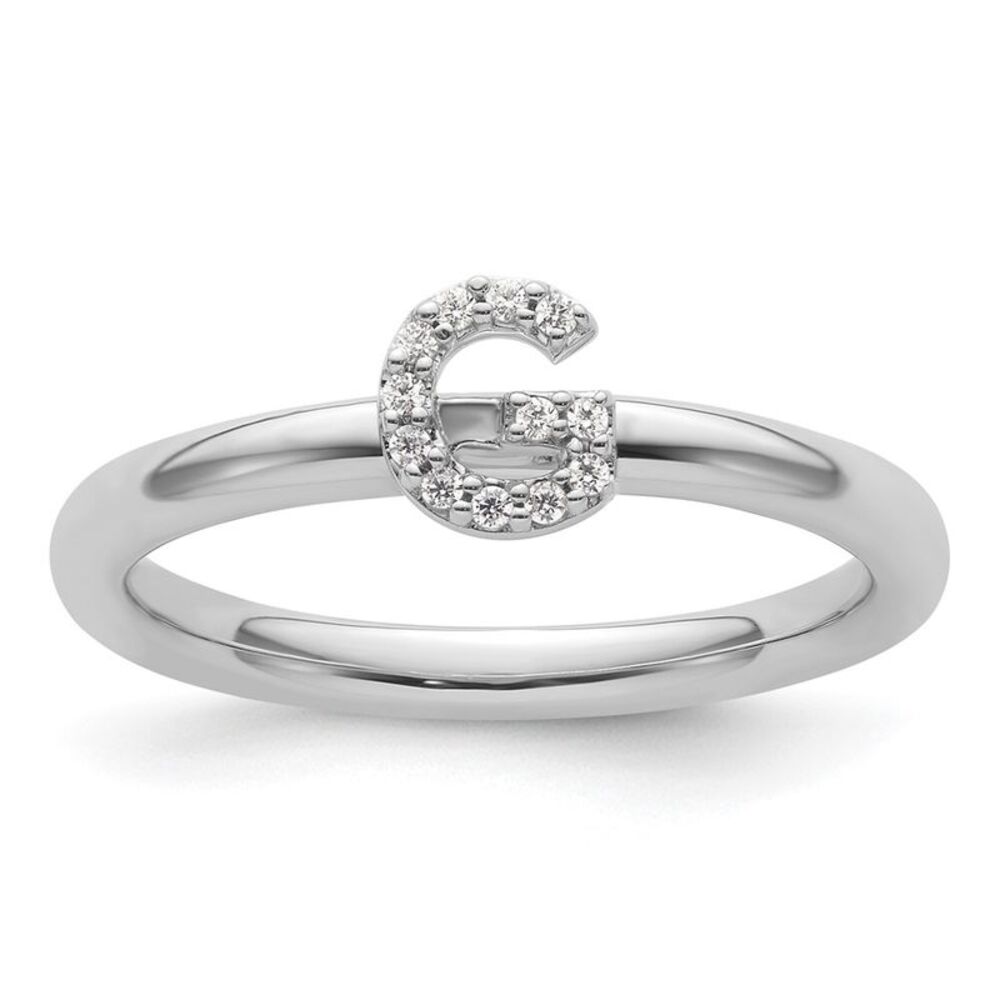Kazi Luxury 14k White Gold Stackable Diamond Init… - image 1